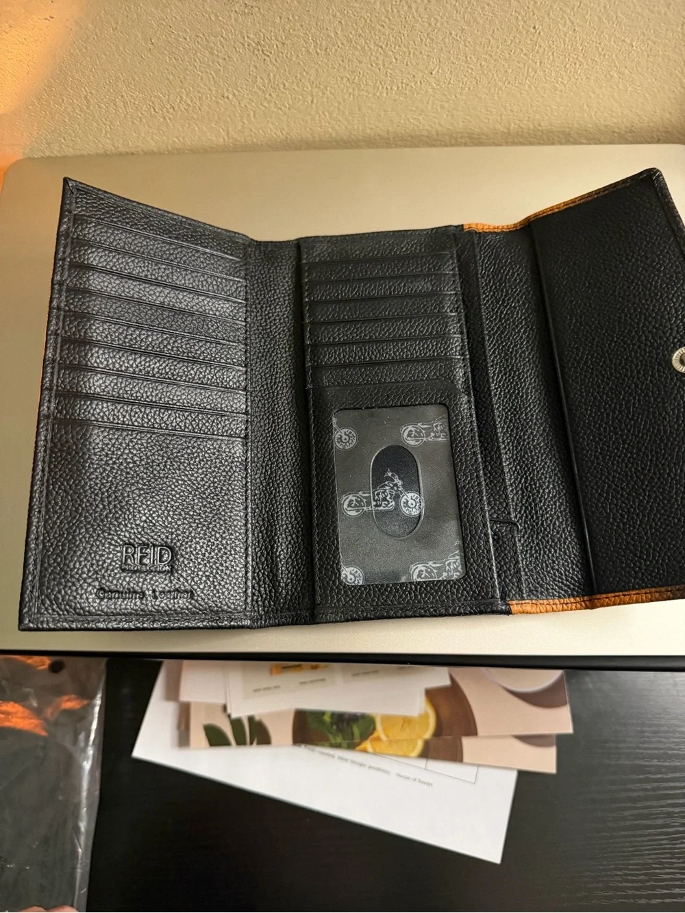 Harley-Davidson Two-Tone Ombre Leather Wallet - Orange and Black RFID